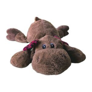 Christmas Reindeer 28 inch Plush Animal Holidays Gift, Brown With Plaid Antlers